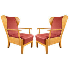 Pair of  Wing Back Armchairs