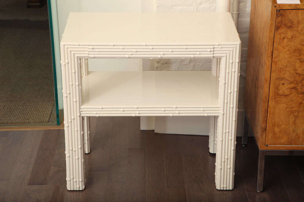 White Lacquered Bamboo Style Table, c. 1960