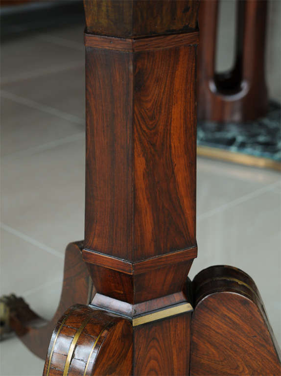 Fine English Regency Rosewood and Brass Inlaid Center Table In Good Condition In Hollywood, FL
