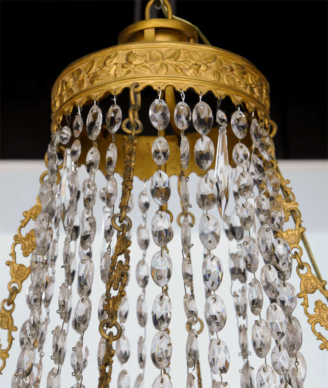 20th Century Fine French Empire Eight-Light Ormolu and Crystal Chandelier For Sale