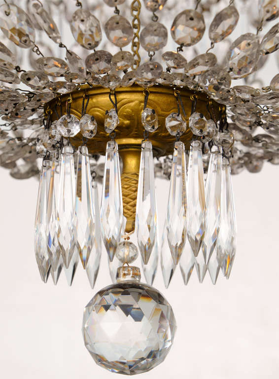 Fine French Empire Eight-Light Ormolu and Crystal Chandelier For Sale 3