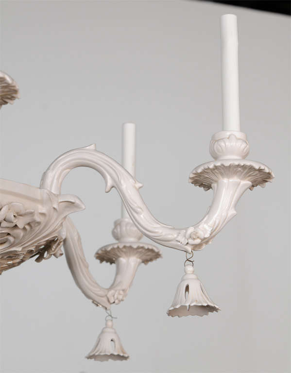 Italian Porcelain 6 Light Chandelier by Capodimonte In Excellent Condition In West Palm Beach, FL