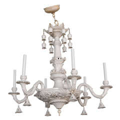 Italian Porcelain 6 Light Chandelier by Capodimonte