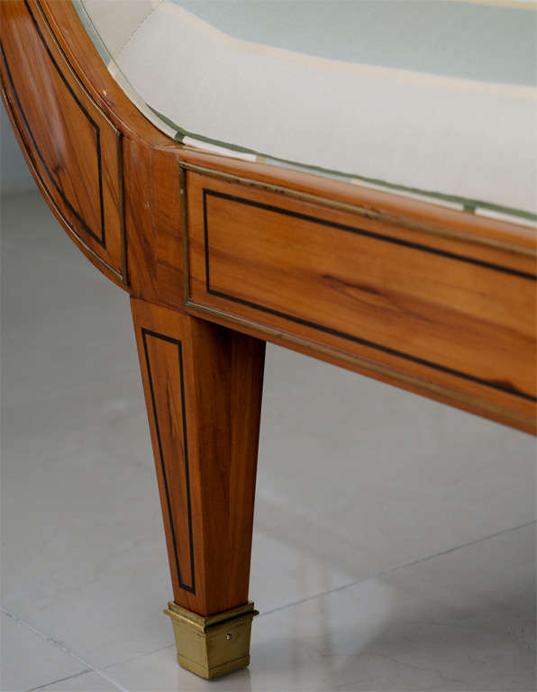 French Ine Andre Arbus Inlaid Sycamore and Ebony Chaise, France