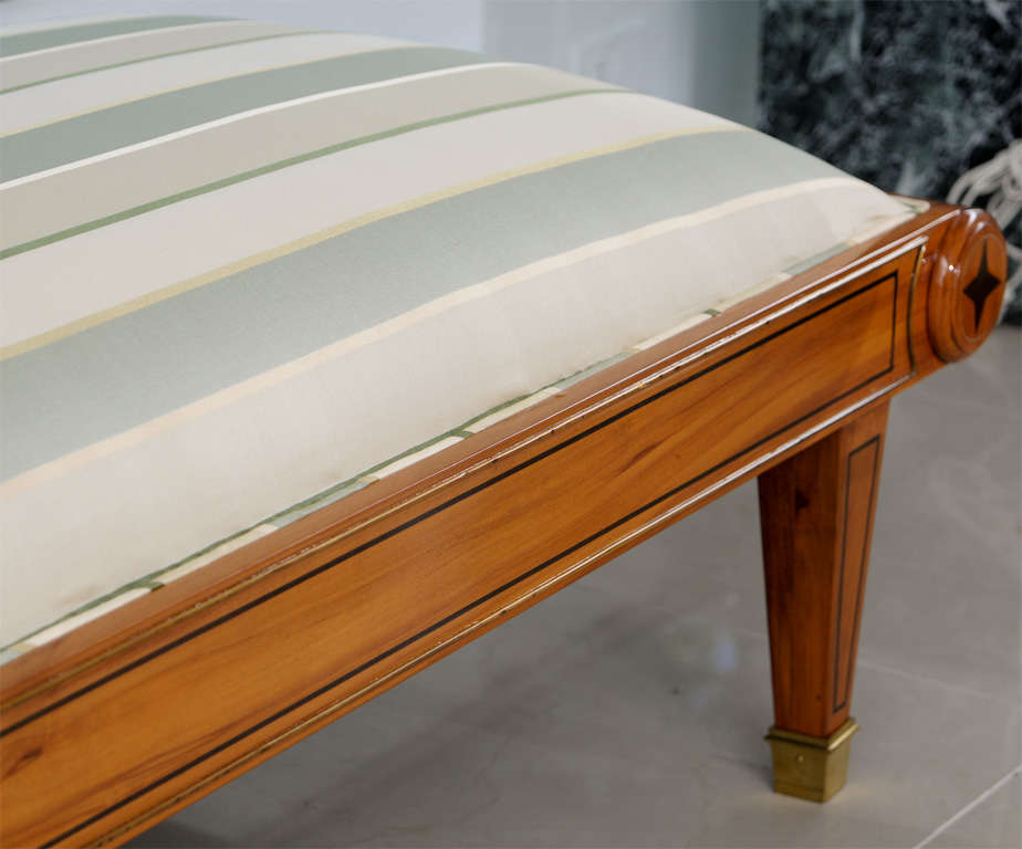 Brass Ine Andre Arbus Inlaid Sycamore and Ebony Chaise, France