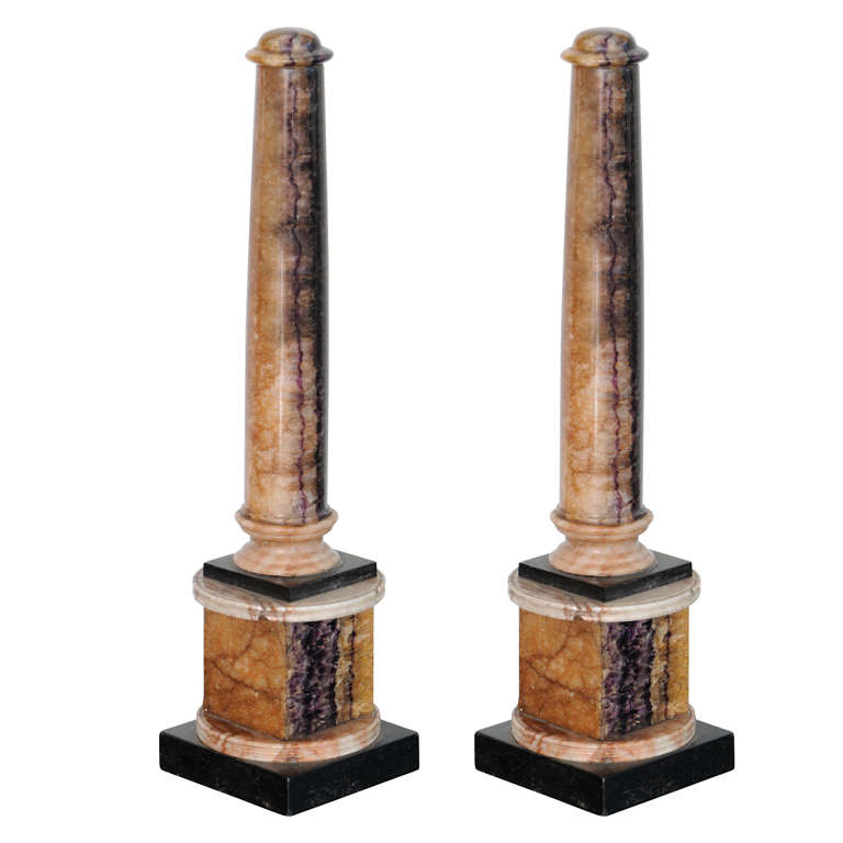 Very Fine Pair of Bluejohn and Marmo Negro Columns, England For Sale