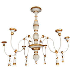 A Vintage Italian Gilt and Painted Six Light Chandelier 6