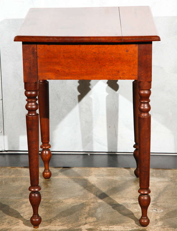 Wood Antique One Drawer Table on Turned Legs For Sale