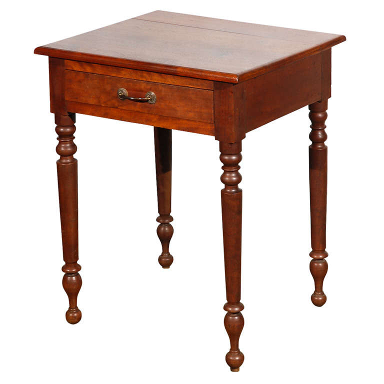 Antique One Drawer Table on Turned Legs For Sale