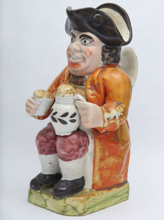 A Rare English Creamware Postillion Toby Jug In Excellent Condition For Sale In New York, NY