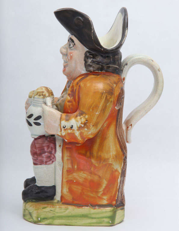 18th Century and Earlier A Rare English Creamware Postillion Toby Jug For Sale
