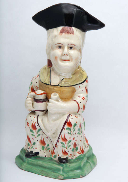British A  Fine English Creamware Martha Gunn Toby Jug