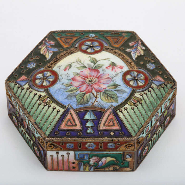 A Fine Russian Cloisonne Enamel Box By The Sixth Masters Artel