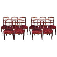 Set of Ten French Restauration Dining Chairs