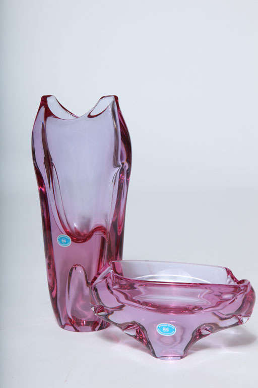 Czech Organic Form Vase and Bowl by Zelezny Brod