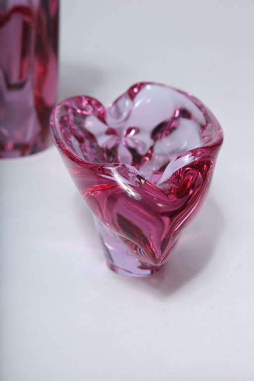Glass Organic Form Vase and Bowl by Zelezny Brod