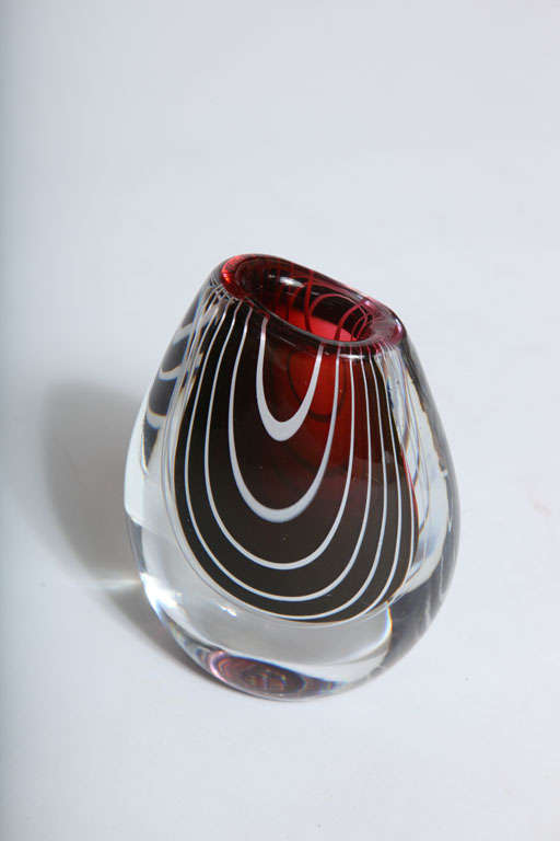 Mid-20th Century Zebra Vase by Kosta