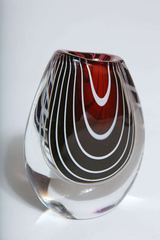 Glass Zebra Vase by Kosta