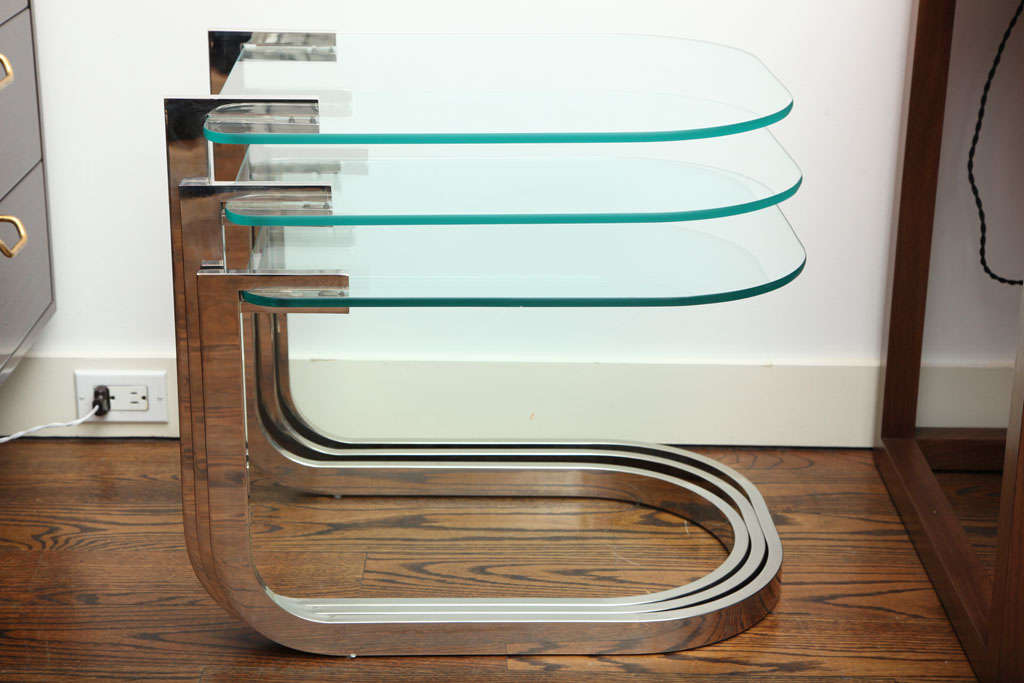 American DIA Chrome And Glass Nesting Tables