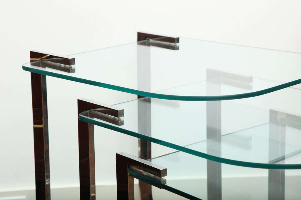 DIA Chrome And Glass Nesting Tables In Excellent Condition In New York, NY