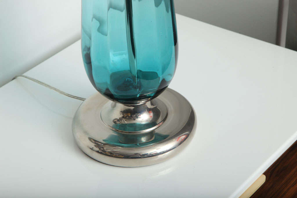 Italian Caribbean Blue Murano Teardrop Lamp