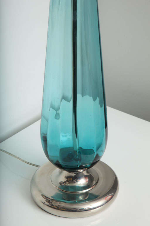 Caribbean Blue Murano Teardrop Lamp In Excellent Condition In New York, NY