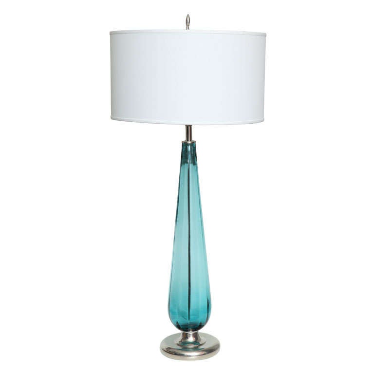 Caribbean Blue Murano Teardrop Lamp