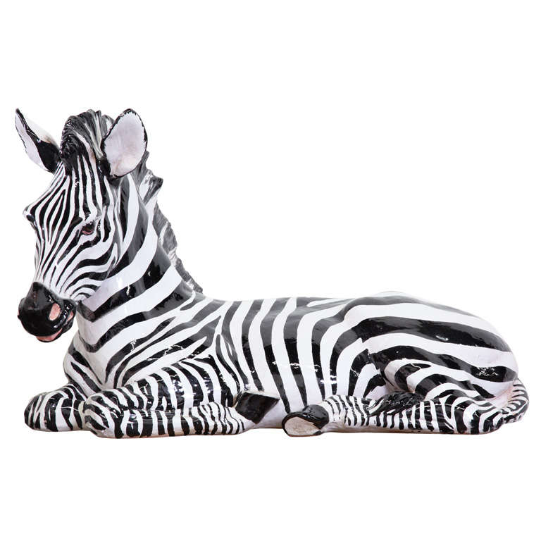Large Ceramic Zebra Figure