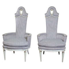 Pair of Hollywood Regency Tall Back Chairs