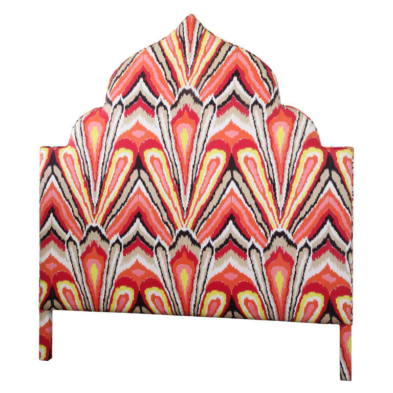 Moroccan Style Queen Headboard Upholstered in Trina Turk at 1stdibs