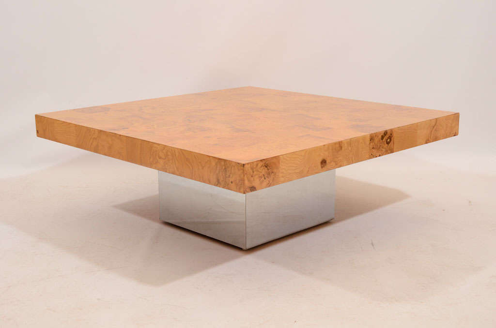 Milo Baughman Burl Wood Coffee Table
