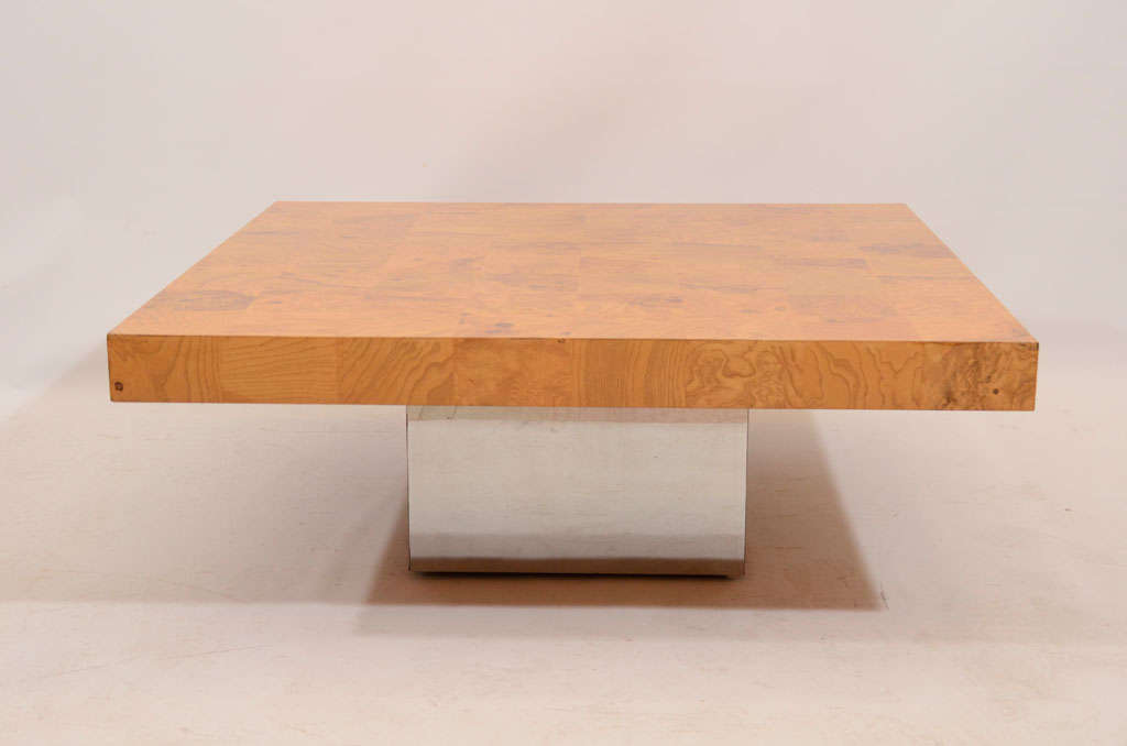 American Milo Baughman Burl Wood Coffee Table