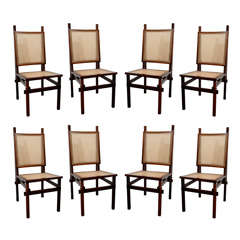 Retro Set of 8 Brazilian rosewood and cane dining chairs