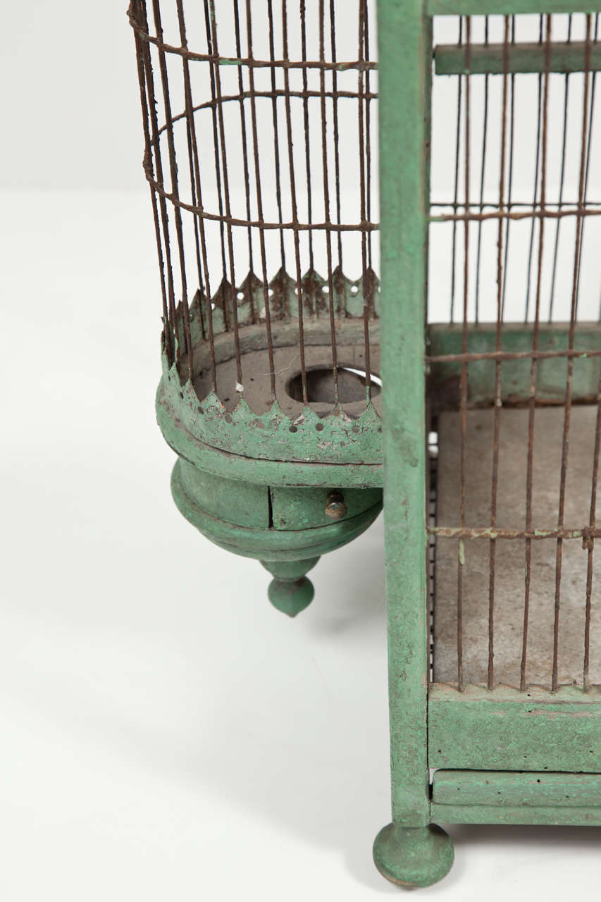 Unknown Green Painted Bird Cage, circa 1880-1900 For Sale