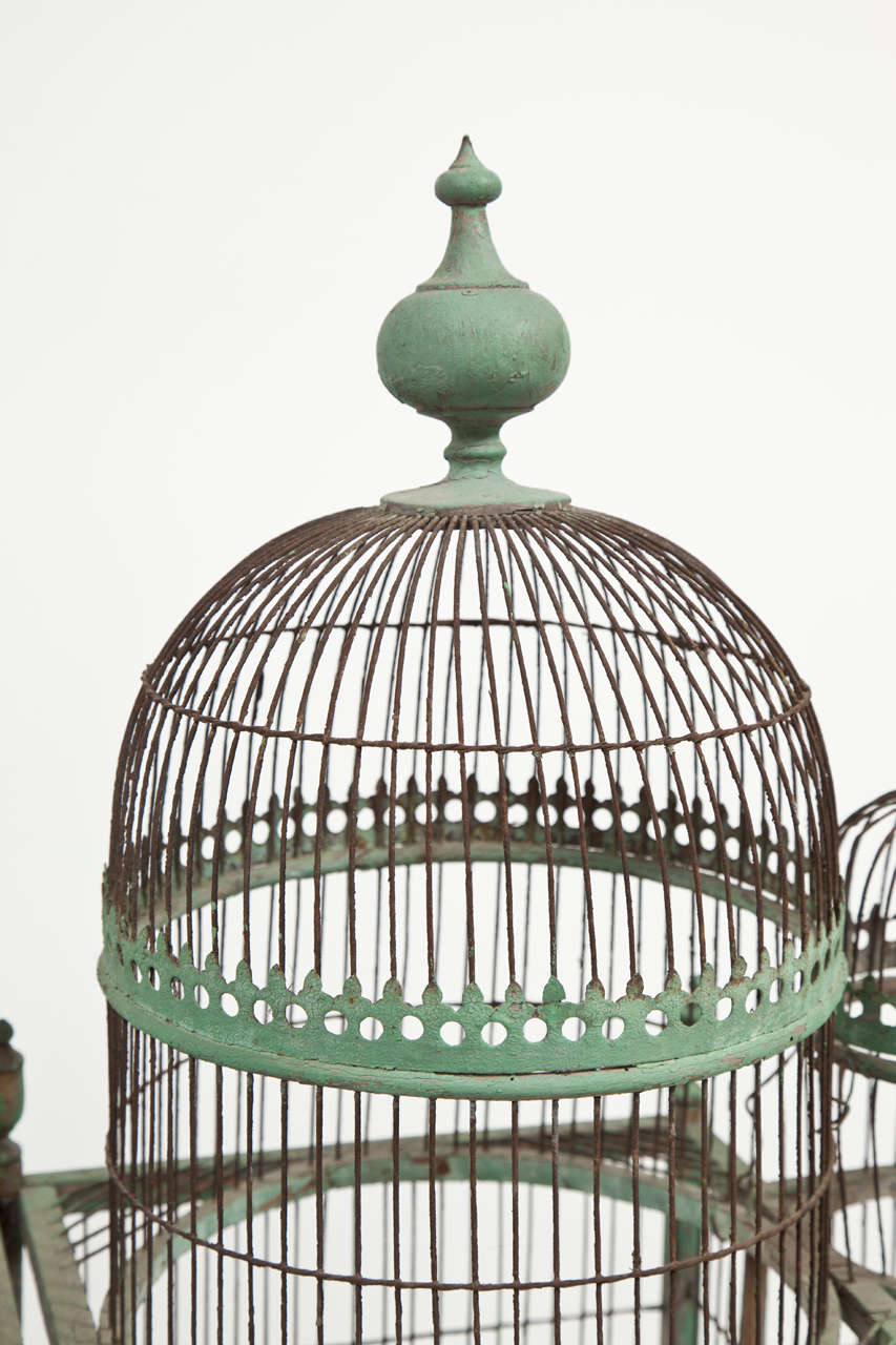 19th Century Green Painted Bird Cage, circa 1880-1900 For Sale