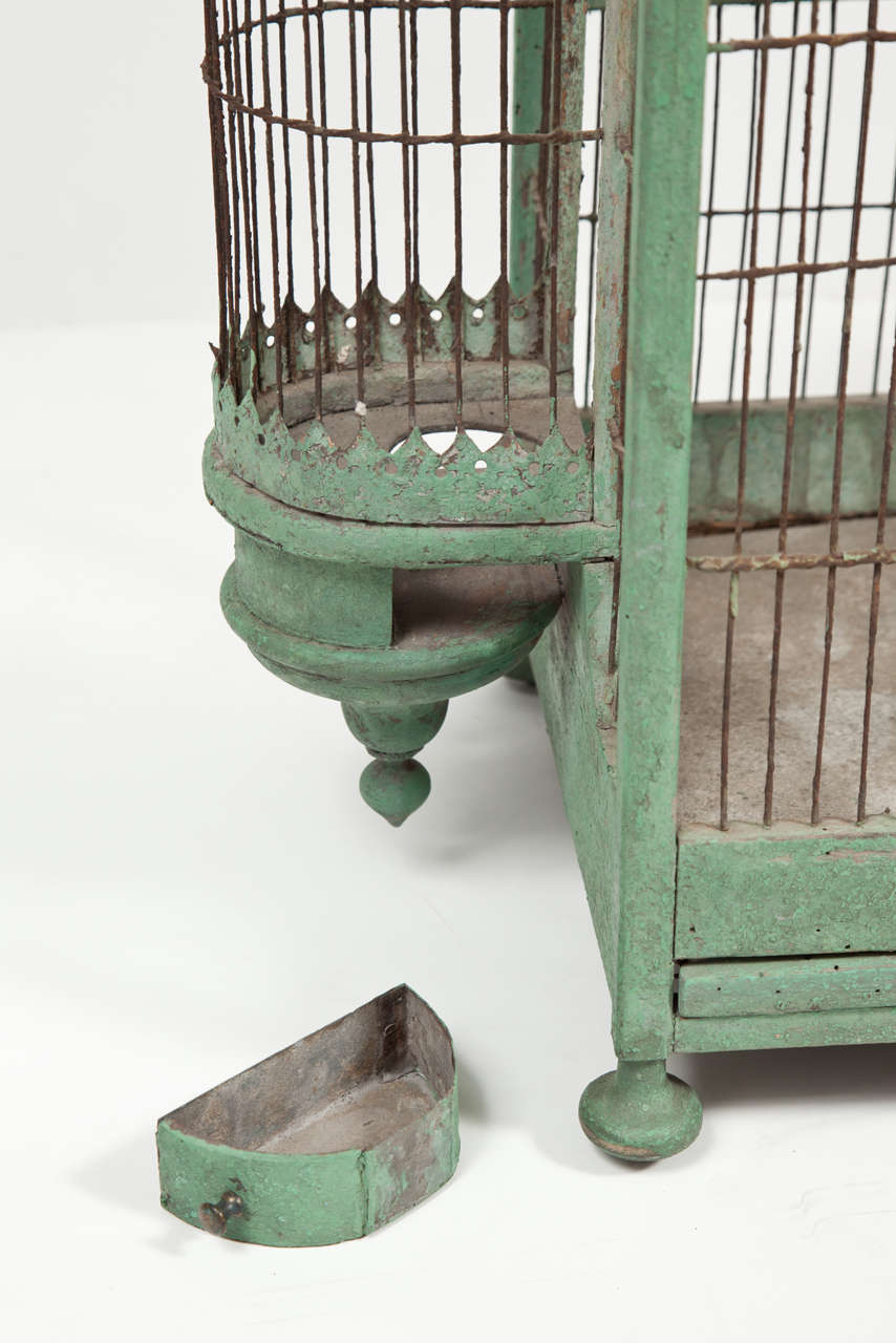 Green Painted Bird Cage, circa 1880-1900 For Sale 1