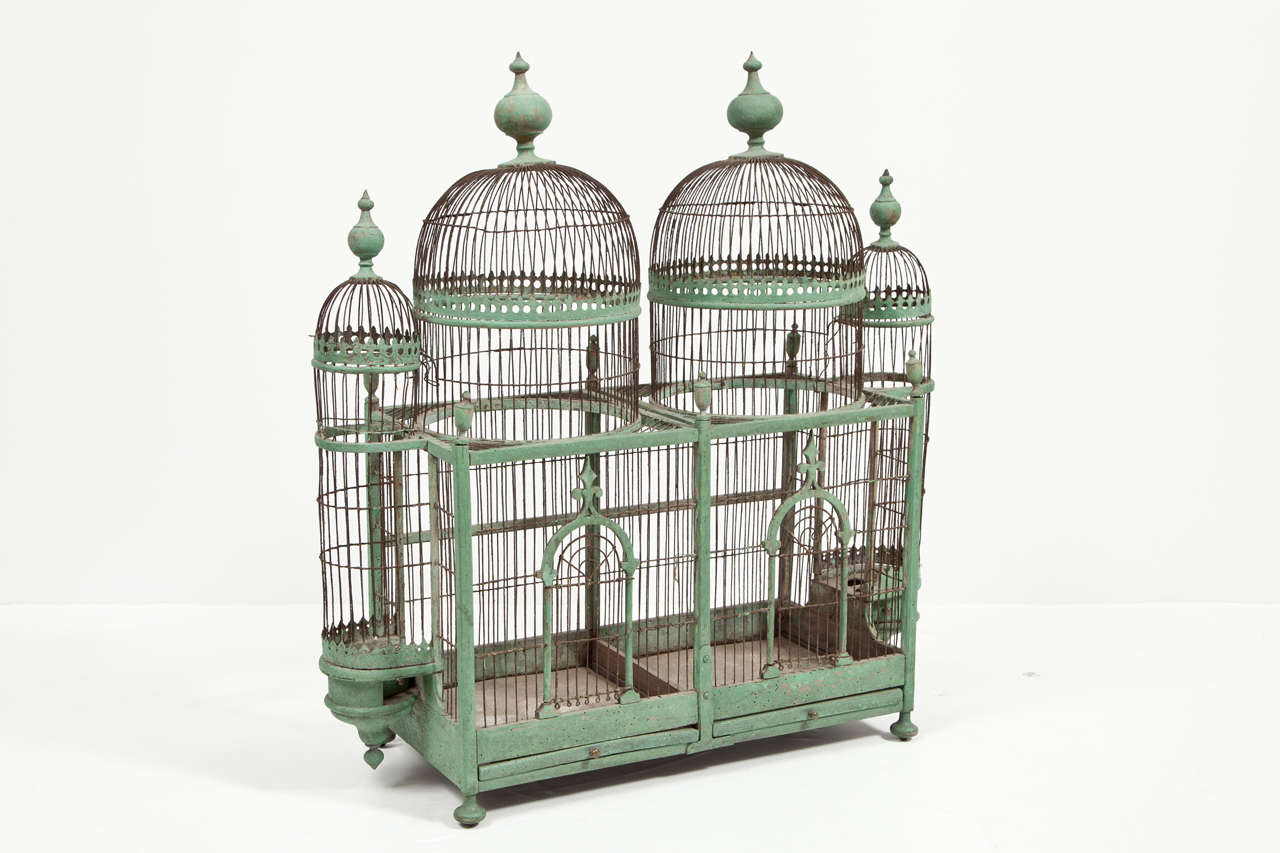 Green Painted Bird Cage, circa 1880-1900 For Sale 2
