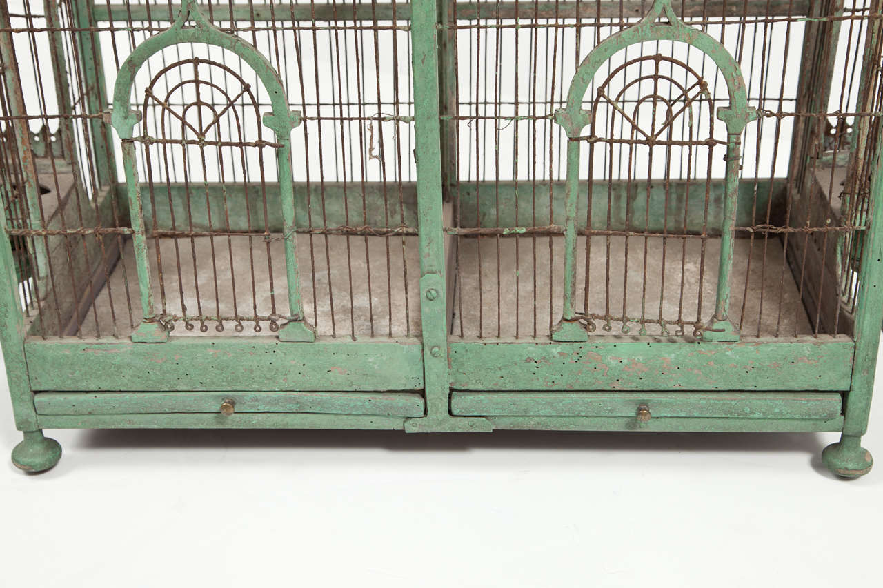 Green Painted Bird Cage, circa 1880-1900 For Sale 3