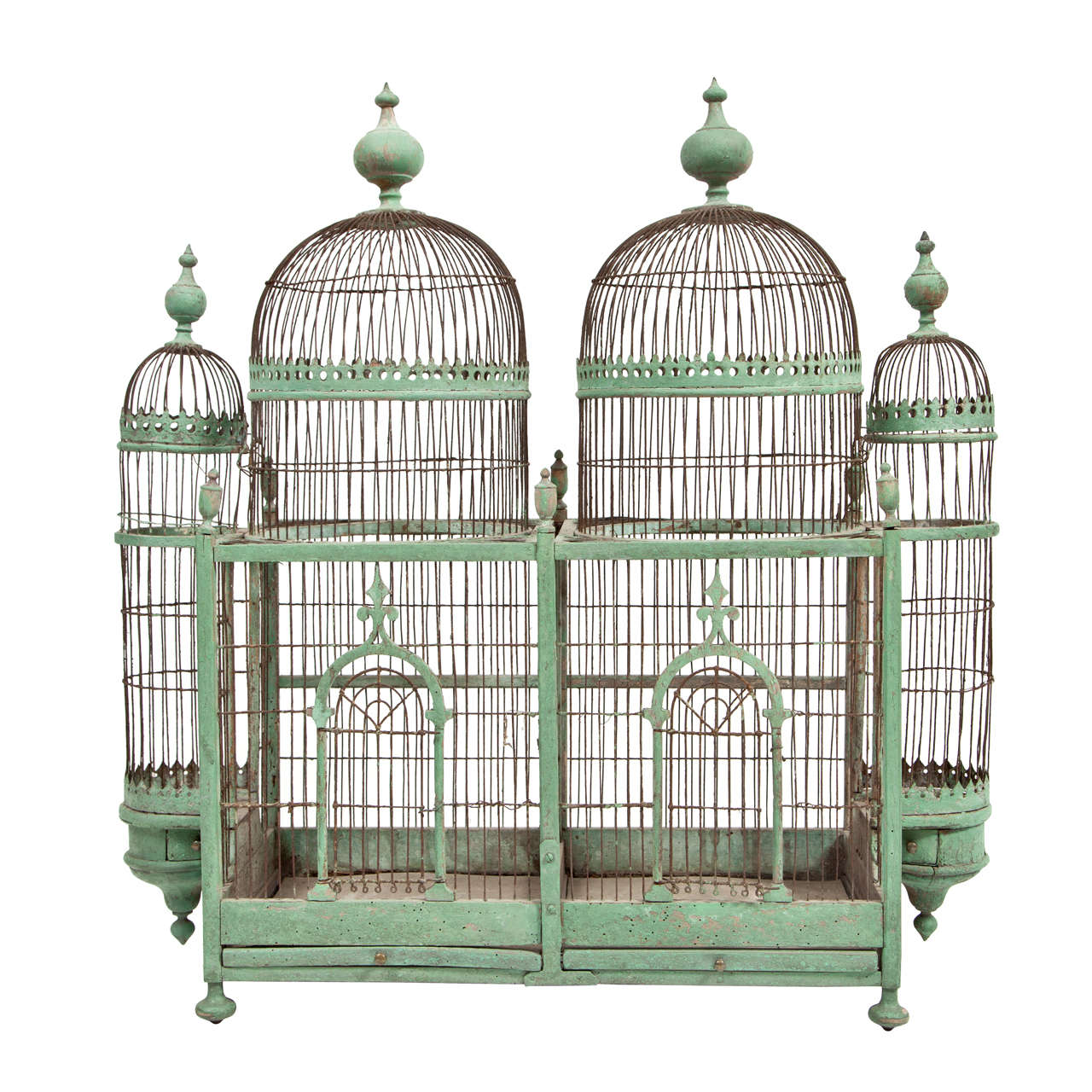 Green Painted Bird Cage, circa 1880-1900 For Sale