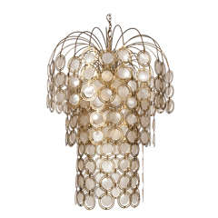 Vintage Brass and Abalone Shell Chandelier