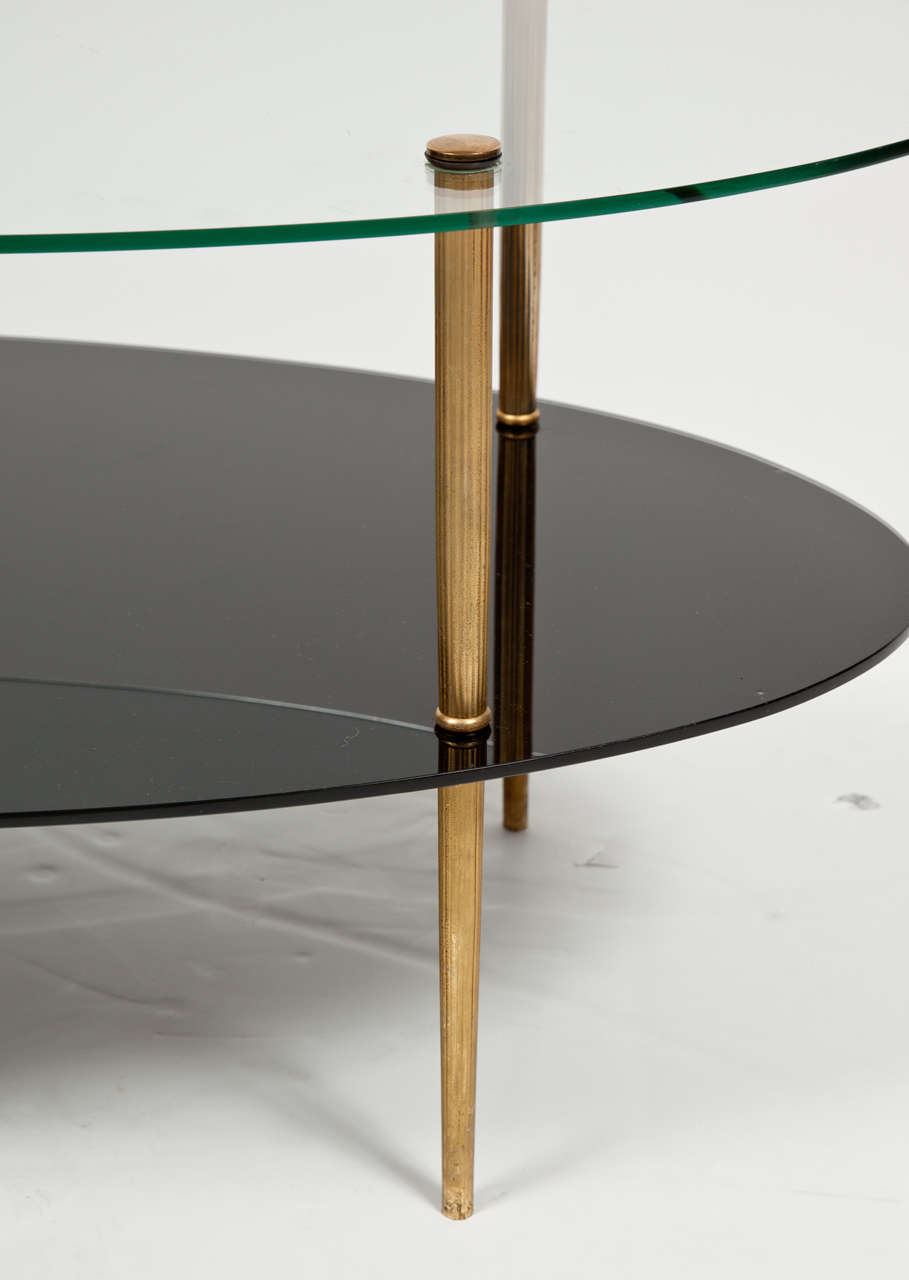 French Oval Glass Two-Tier Coffee Table