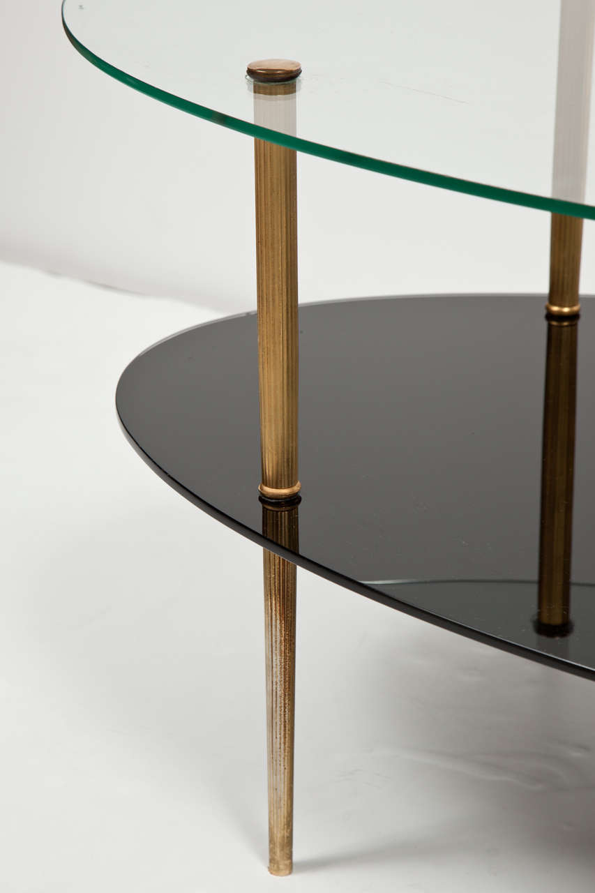 Oval Glass Two-Tier Coffee Table In Good Condition In Mt. Kisco, NY