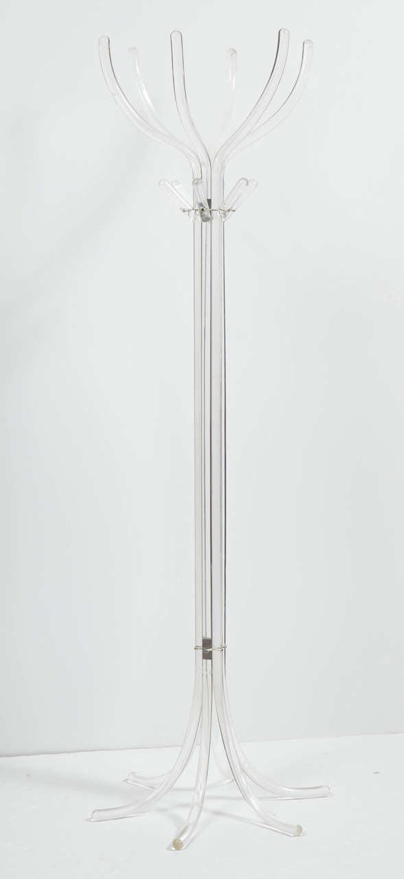 Very tall Lucite coat rack with two hanging layers. 1960s.