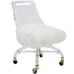 Lucite and Brass Swivel Chair by Charles Hollis Jones