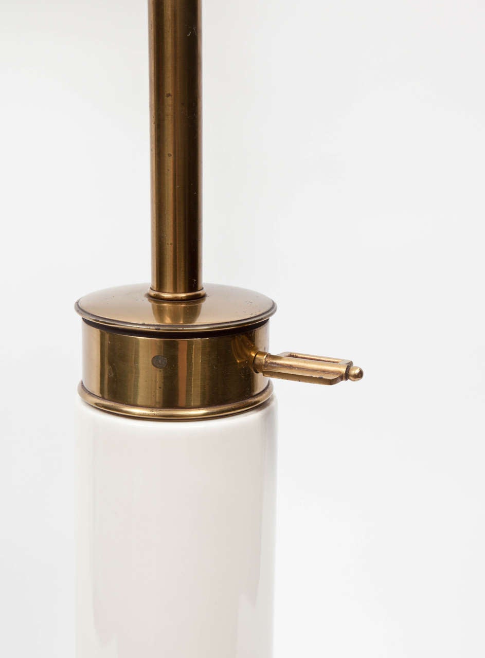 Mid-20th Century Stiffel Modernist White Ceramic and Brass Table Lamp