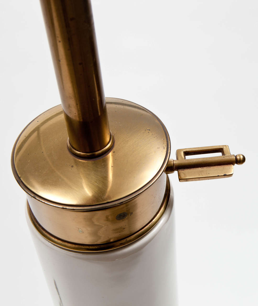Stiffel Modernist White Ceramic and Brass Table Lamp 1