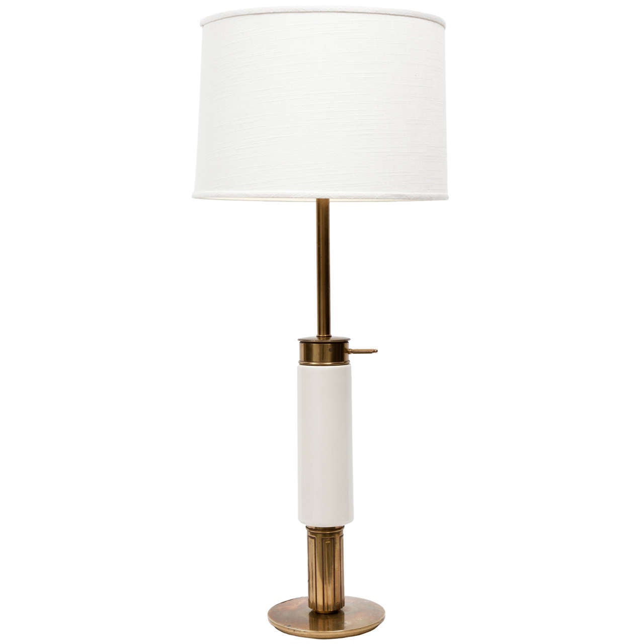 Rare 1950s Stiffel Black Lacquer And Brass Suspension Table Lamp For 1950s Modernist White Ceramic And Brass Table Lamp By Stiffel
