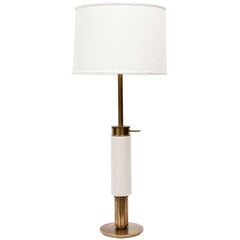 Stiffel Modernist White Ceramic and Brass Table Lamp