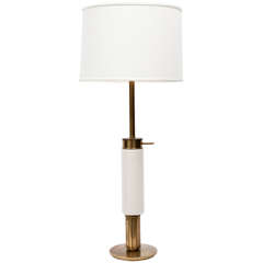 1950s Modernist White Ceramic and Brass Table Lamp by Stiffel 1
