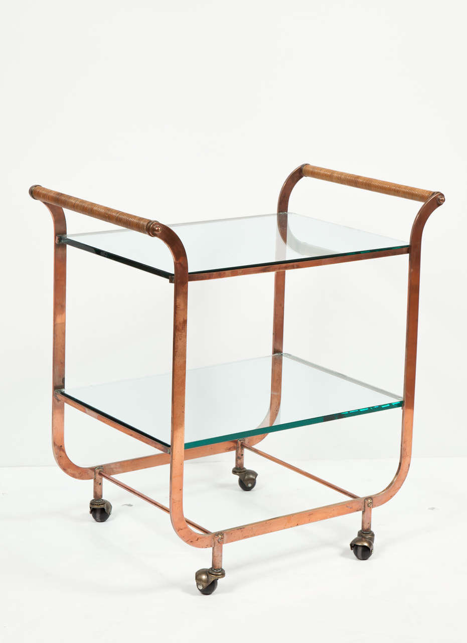 Mid-20th Century Saturday Sale, Art Deco Copper Bar Cart in the Style of Carl Aubock